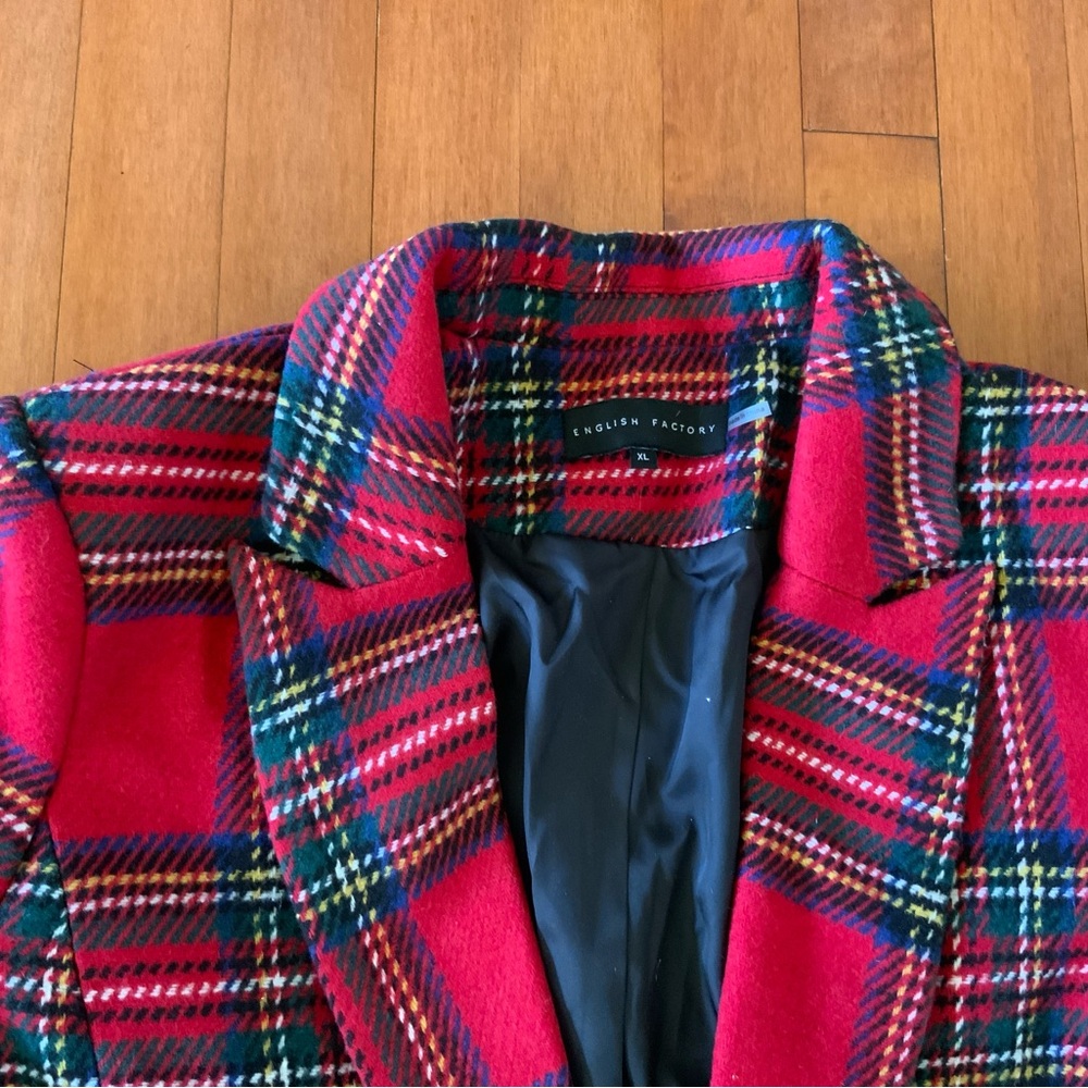English Factory Red Plaid Blazer - Picture 6 of 10